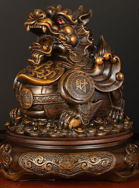 仿木雕貔貅摆件聚财乔迁大号办公室客厅前台装饰店铺开业招财礼品