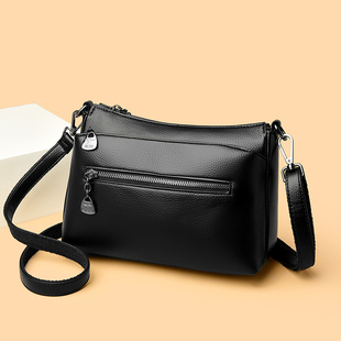 真皮小方包女2026新款 百搭斜挎包大容量妈妈包简约休闲单肩包 时尚
