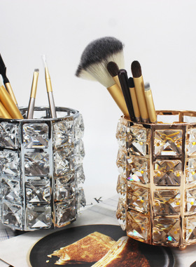Nail Pen Holder Crystal Nail Pen Makeup Brush Storage Bucke