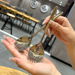 304 dual eating spoon children fork steel stainless use