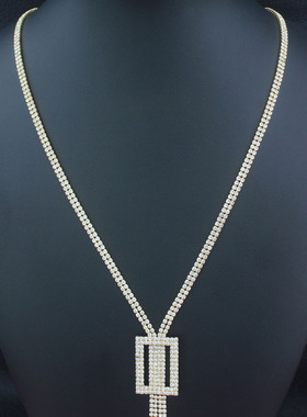 Design inspired long rhinestone sweater chain for women's w