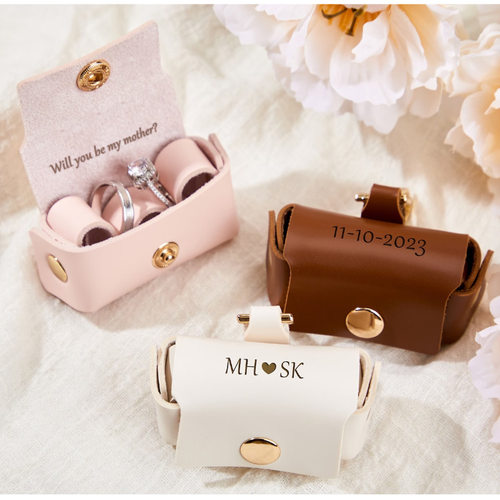 PU leather ring storage bag, two sets, engagement ring box,