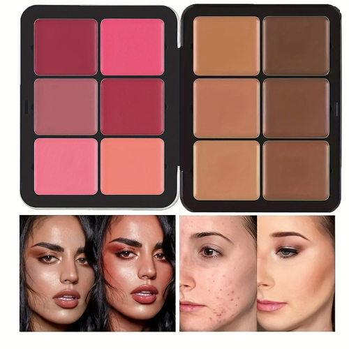 Temu12 color iron box powder blusher plate one box of multi