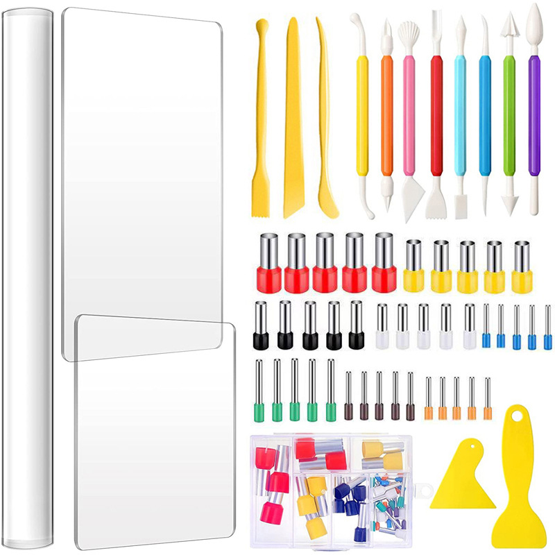 56 piece set of ceramic tools, including soft clay cutting