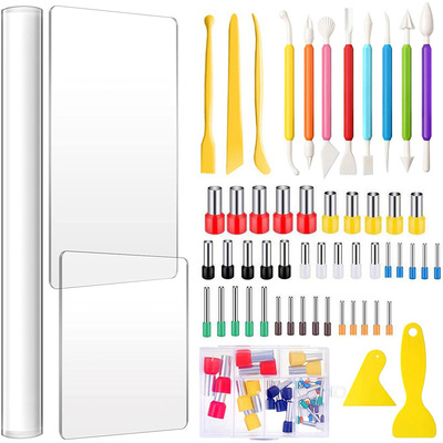 56 piece set of ceramic tools, including soft clay cutting