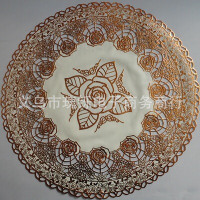 GS Guishuo PVC hot stamping 40cm round dining mat, heat-res