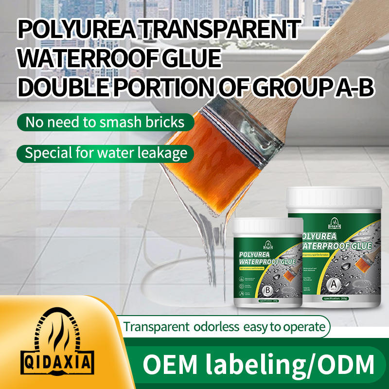 Two component polyurea transparent waterproof adhesive coat