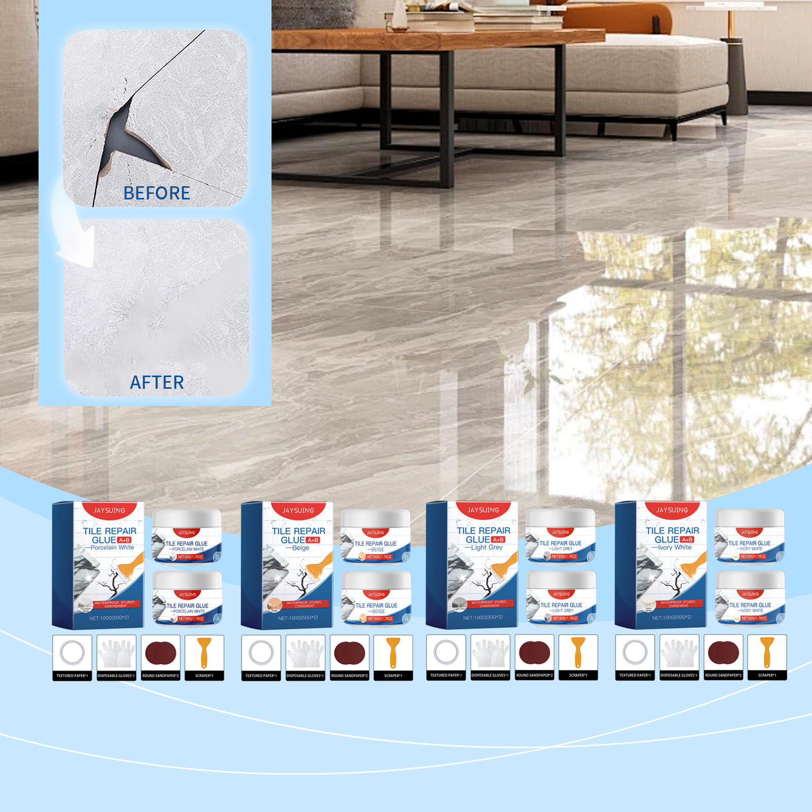 JAYSUING Ceramic Tile Care Adhesive for Repairing Leaks, Se