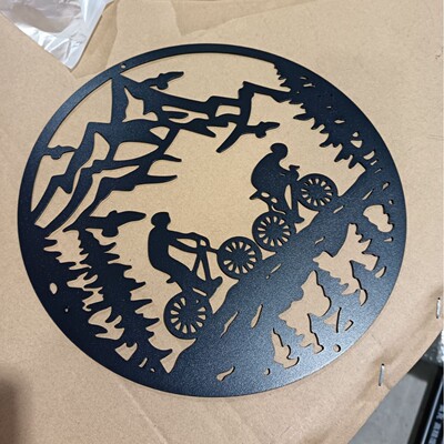 Mountain cycling metal wall art decoration, matte style wal