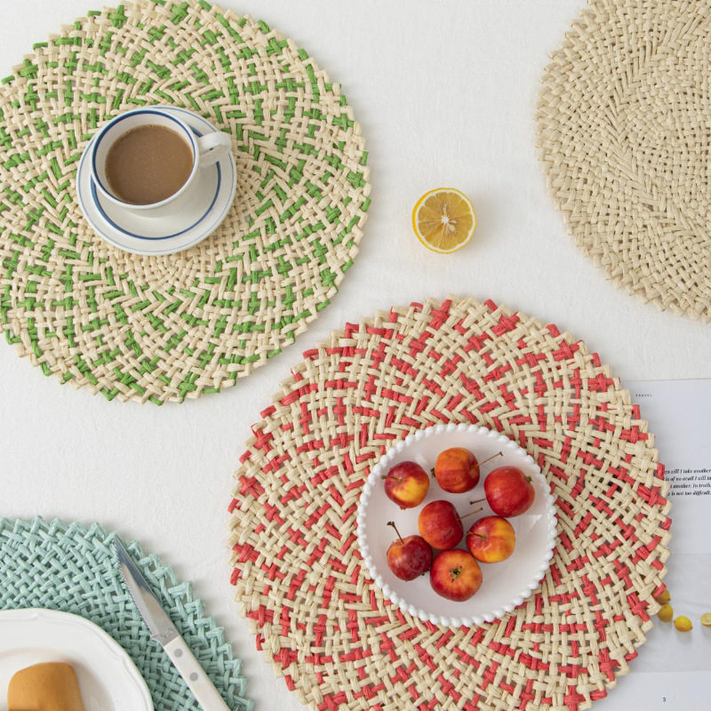 Handmade paper circular placemats for home art background d