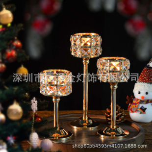 Metal Candlestick Crystal Home Wedding Hotel Ornament Mini