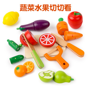 vegetables and watching babies hard Wooden work fruits