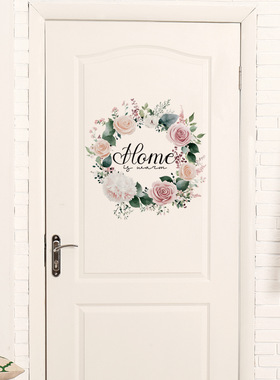 M14515 Plant Flower Pink Wreath Home Door Stickers Home Dec
