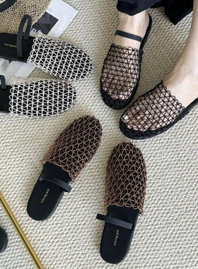Minority fishing net woven hollow Roman sandals for women i