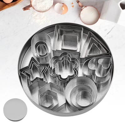 Mini cookie mold set of 24 stainless steel geometric shape
