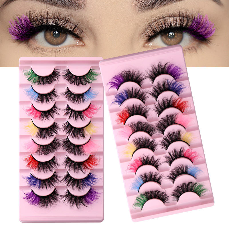 8-Pair Colored False Eyelash 8D Curled Natural Eyelash Stag