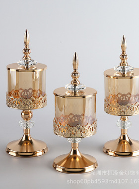 Decorative glass dining table, Western romantic candlelight