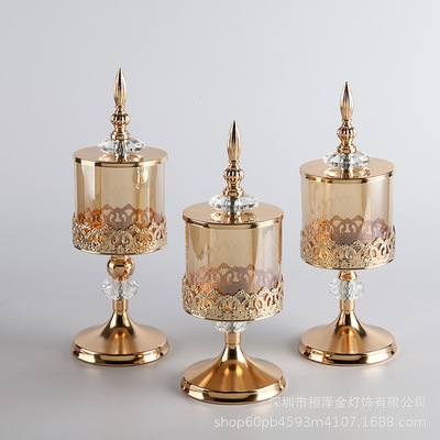 Decorative glass dining table, Western romantic candlelight