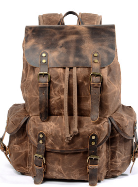 Leisure student backpack retro backpack drawstring men's oi