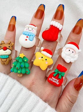 Christmas personality cute cartoon ring Santa Claus reindee