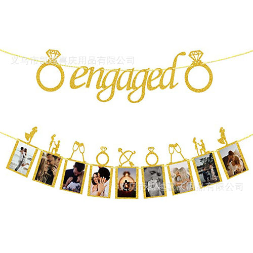 Golden Onion Paper Engagement Party Banner Engaged Letter F