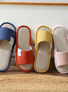 Linen slippers for men in summer, anti slip, soft soled, qu