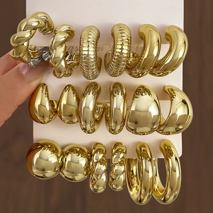 Advanced gold personality exaggerated ccb earrings compound