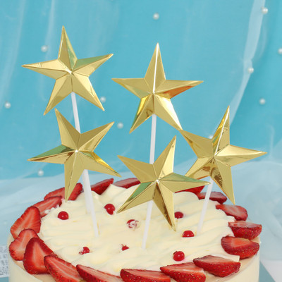 Five pointed star three-dimensional cake topper, birthday c