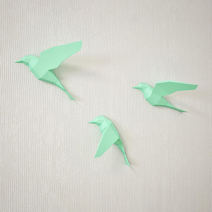Three birds geometric paper model living room decoration wa