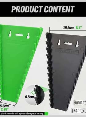 12 slot plastic magnetic adjustable wrench storage rack bra