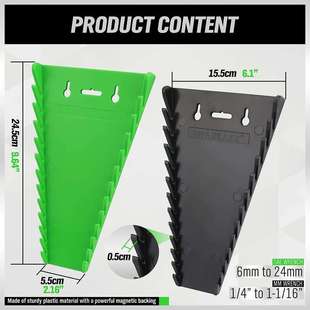 12 slot plastic magnetic adjustable wrench storage rack bra