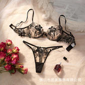 gathers American bra embroidery purple women sexy for