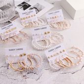 Retro Fashion Geometric Earrings Moushang piece Pearl Wat