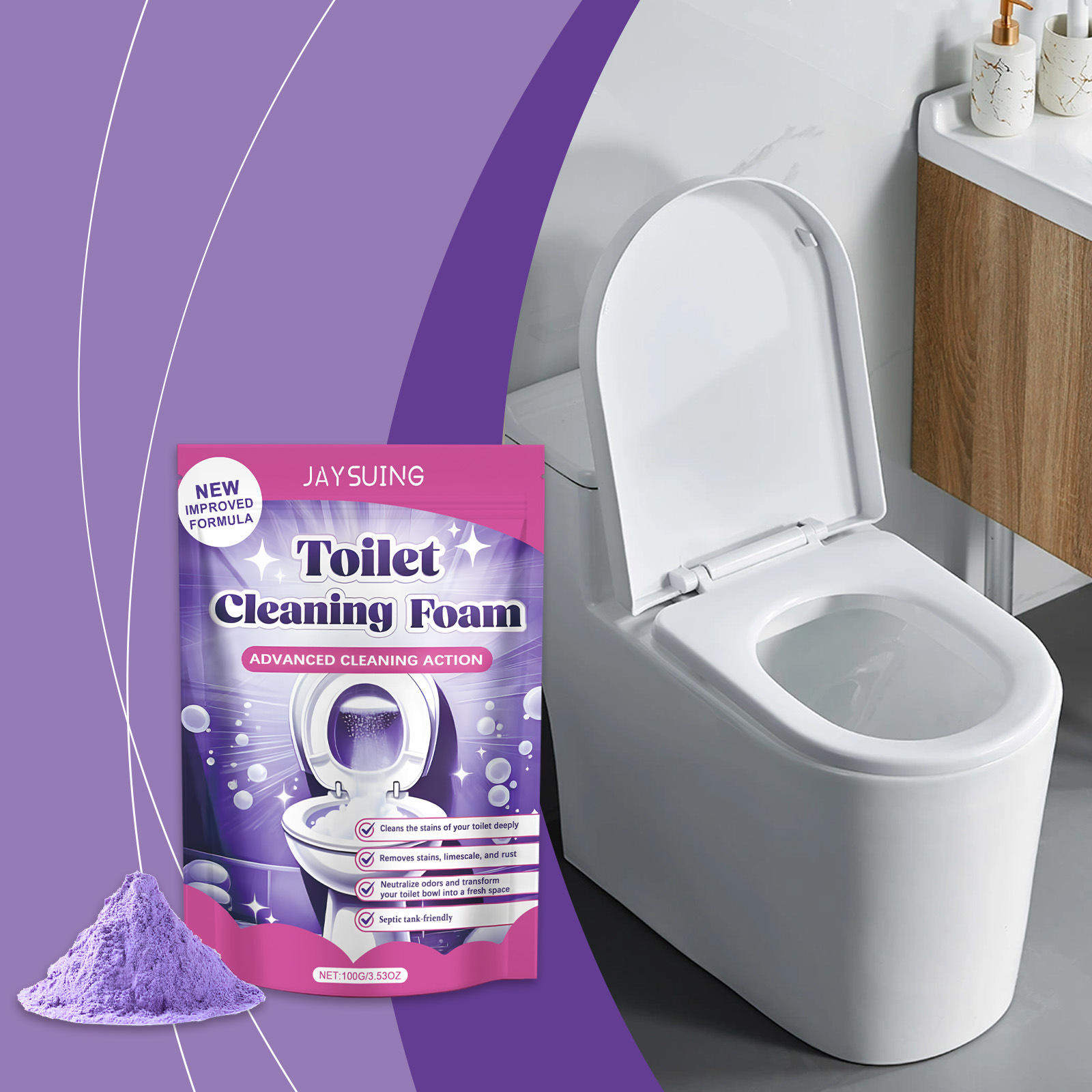 JAYSUING Toilet Cleaning Powder Toilet Cleaning Stains Odor