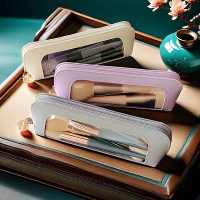 Makeup brush storage bag, portable for travel, visible touc