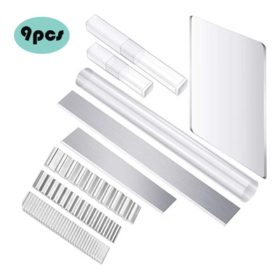 9-piece set of ceramic tools, including clay press plates,