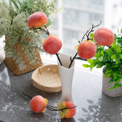 Fake flowers, fragrant silk, two end persimmon style, simul