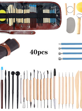 40 piece set of pottery tools, clay carving wooden tool set