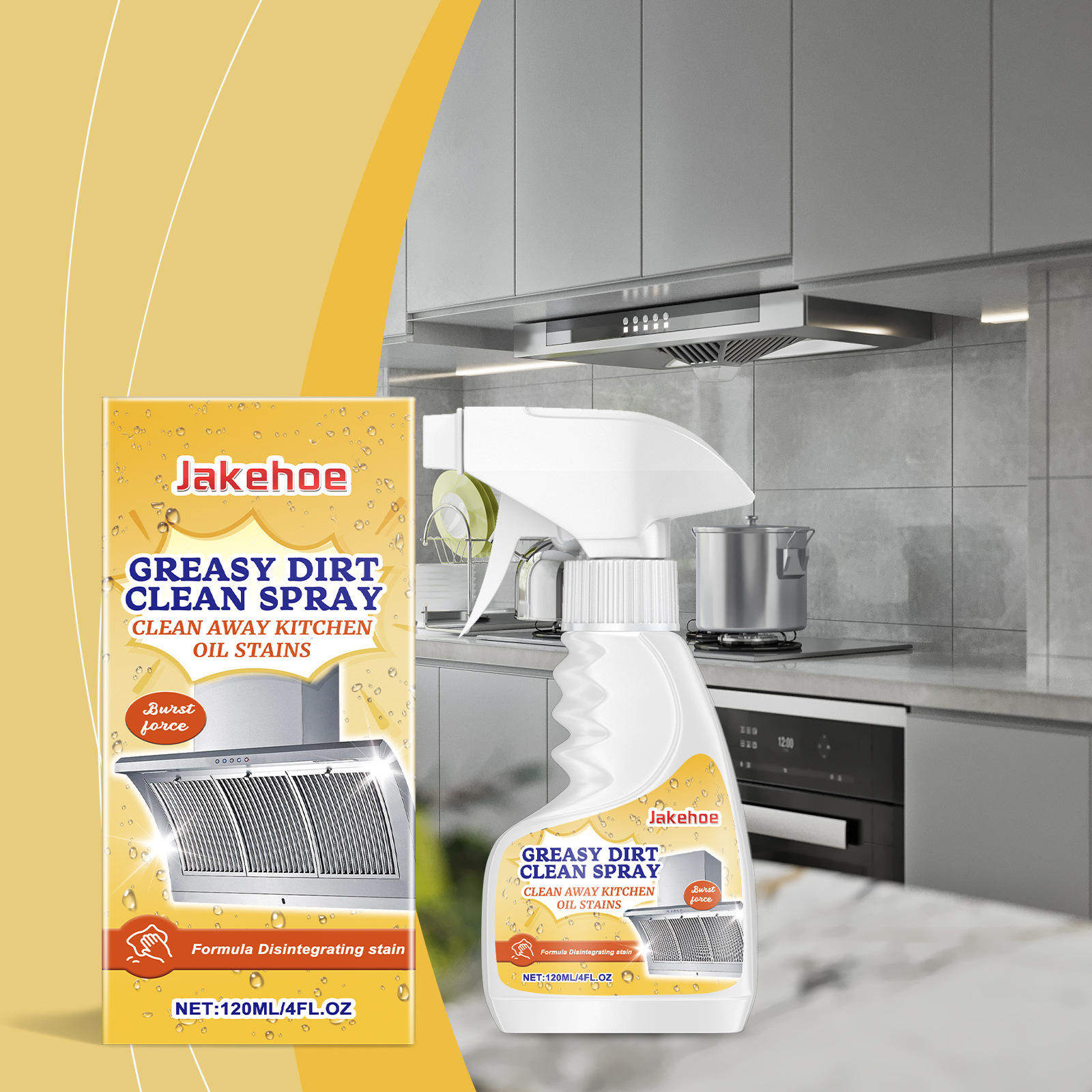 JAKEHOE degreasing cleaner gently cleans kitchen oil stains