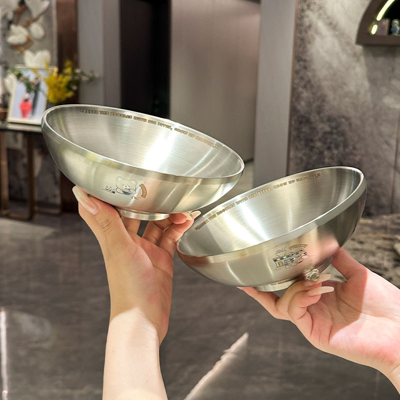 304 stainless steel double-layer hollow instant noodle bowl