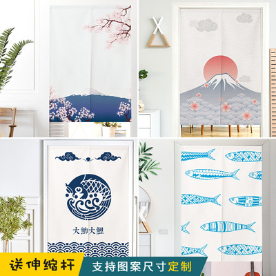 Japanese style door curtain, fabric, cotton and linen, bedr