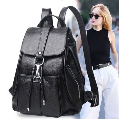 Soft Leather Texture Backpack Korean Edition Casual Fashion
