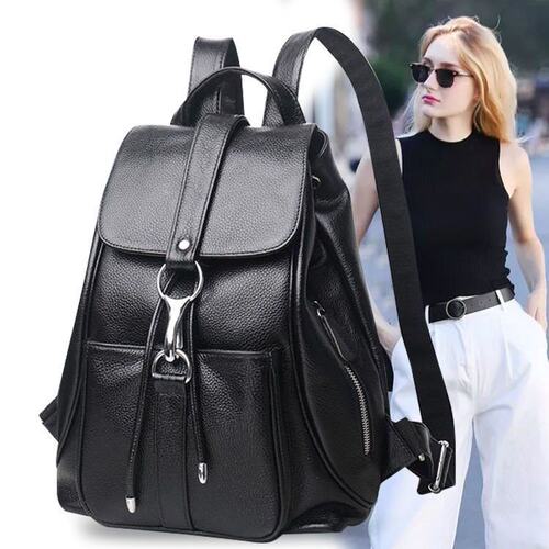 Soft Leather Texture Backpack Korean Edition Casual Fashion
