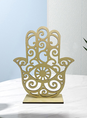 Wooden palm candle stand decoration, temple and Buddhist ha