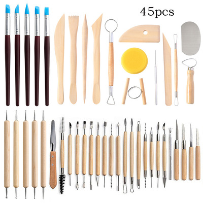 45 piece set of clay tools, multi specification carving kni