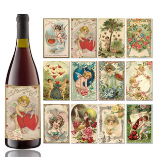 Valentine's Day Decoration Copperplate Paper Adhesive Wine