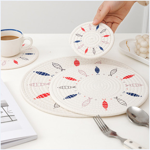 Nordic circular printed placemats for home decoration, insu