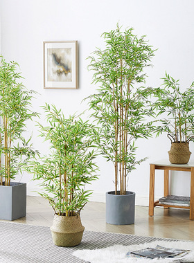 Simulated bamboo potted plants, indoor courtyards, shopping