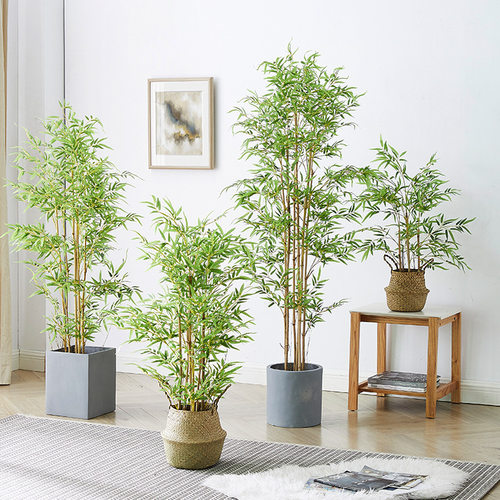 Simulated bamboo potted plants, indoor courtyards, shopping