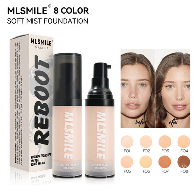 Press 8 color liquid foundation 30ml durable natural matte